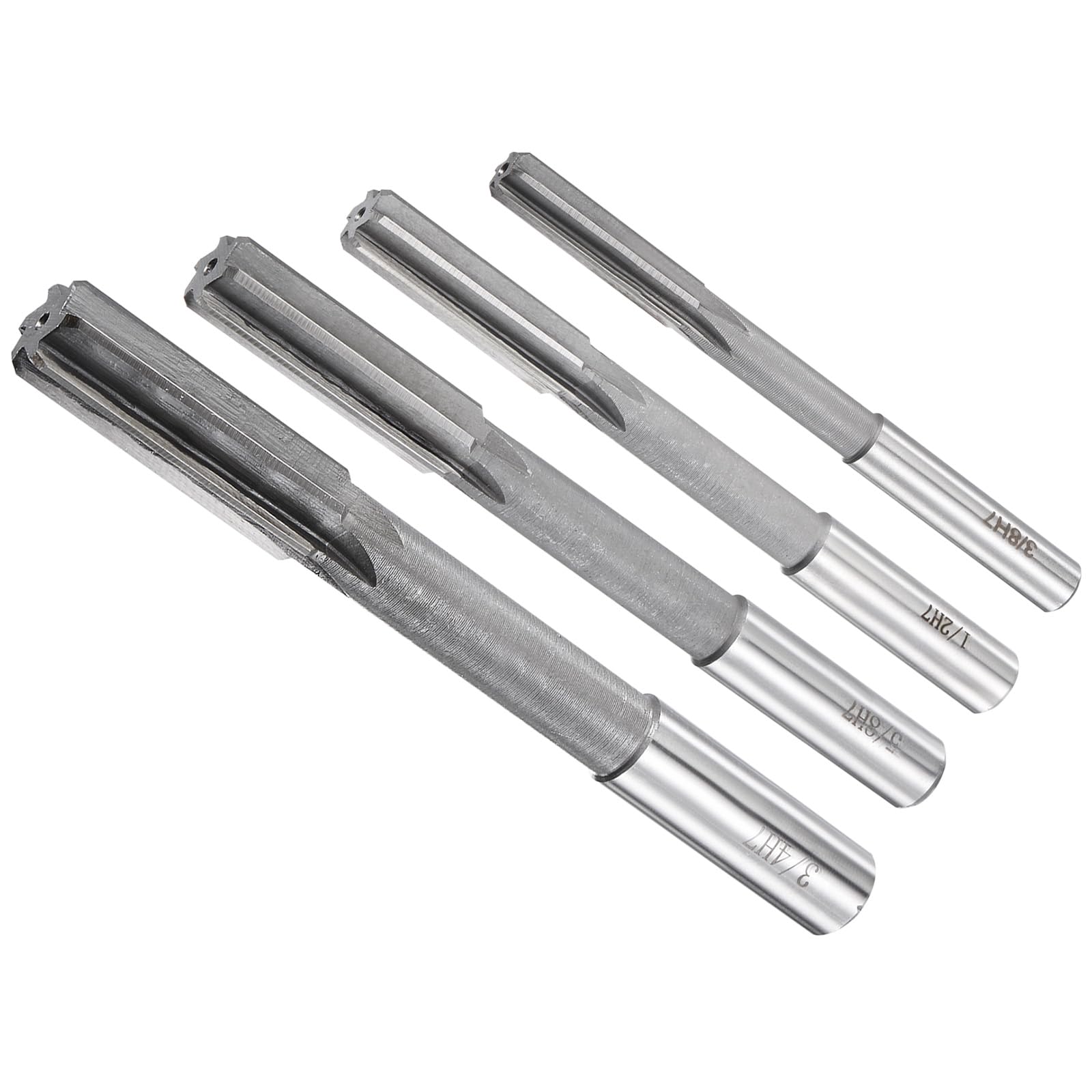 CoCud Chucking Reamers Set, 3/8" 5/8" 1/2" 3/4" Diameter H7 Tolerance, Milling Cutter - (Applications: for Lathe Drilling Machine), 4-Pieces