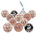 Andaz Press Glitzy Faux Rose Gold Glitter Milestone Chocolate Drop Labels, Cheers to 60 Years, 60th Birthday or Anniversary, 240-Pack, Not Real Glitter, Kisses Party Colored Decorations
