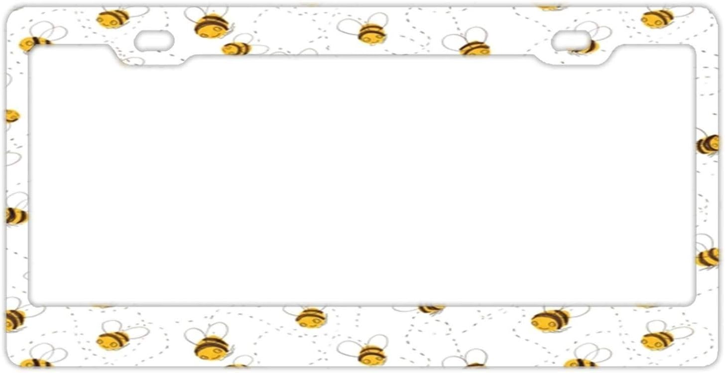YEX Abstract Honey Bees License Plate Frame Car Tag Frame Auto License Plate Holder 12" x 6"