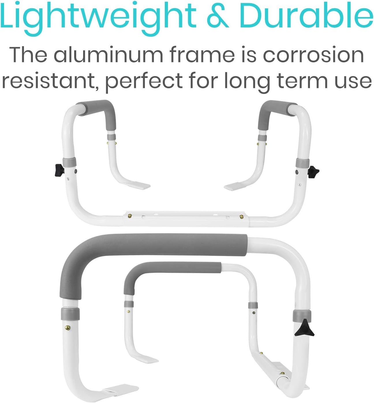 Vive Toilet Safety Rail - Adjustable Grab Bar - Compact Support Frame with Handrail for Bathroom Toilet Seat - Easy Installation for Handicap Senior Bariatrics, Elderly Balance - Padded Hand Armrest - - 