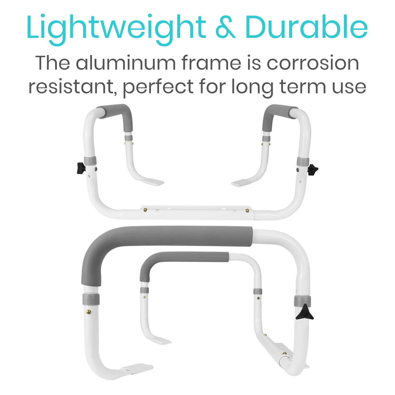 Vive Toilet Safety Rail Adjustable Grab Bar Compact Support Frame