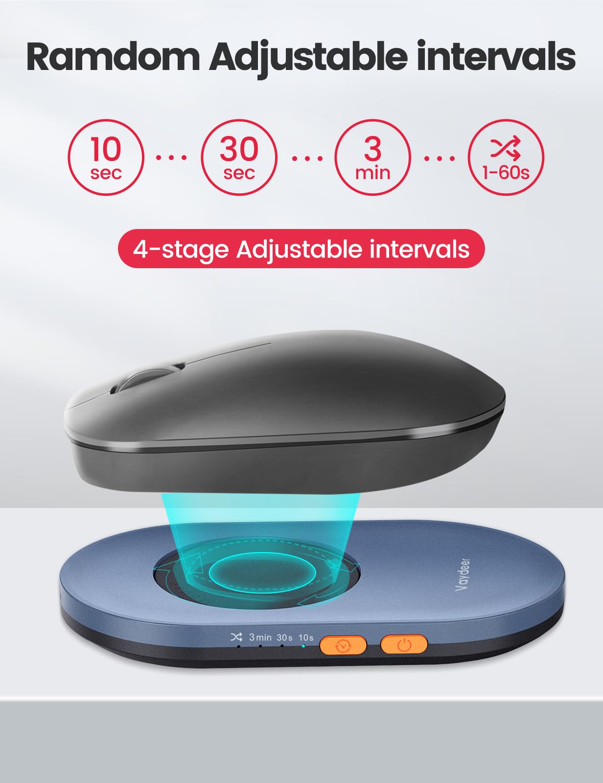 Vaydeer Ultra Slim Mouse Mover, Air 3 Mouse Jiggler with Adjustable Interval Timer, Undetectable & Noiseless, Simulates Realistic Mouse Movement, Driver-Free for Keeping The PC Active and Secure