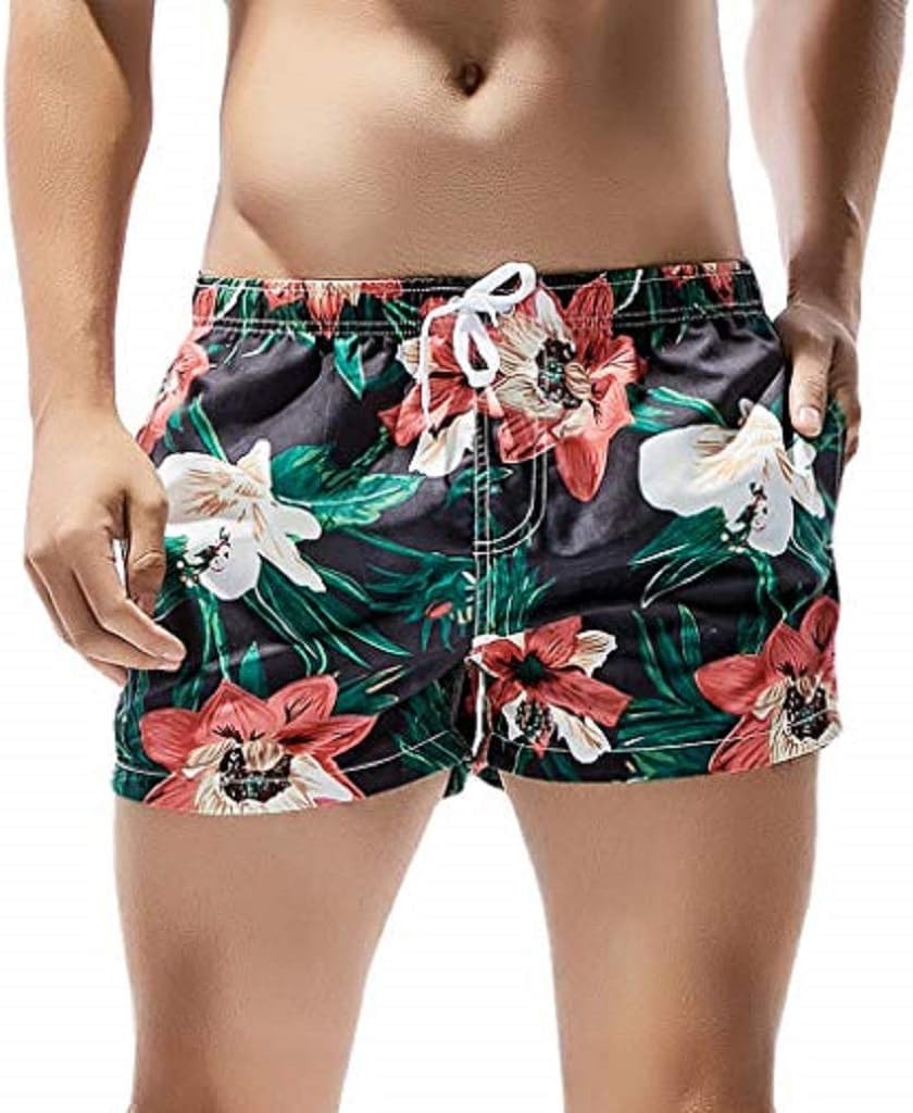 GDJGTA Men's Hawaii Print Shorts Swim Trunks Quick Dry Beach Surfing Running Swimming Watershort