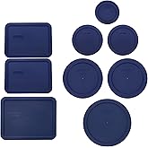 Pyrex Blue Lids - 7202-PC, 7200-PC, 7201-PC, 7402-PC, 7210-PC, 7211-PC (9-Pack) Made in USA