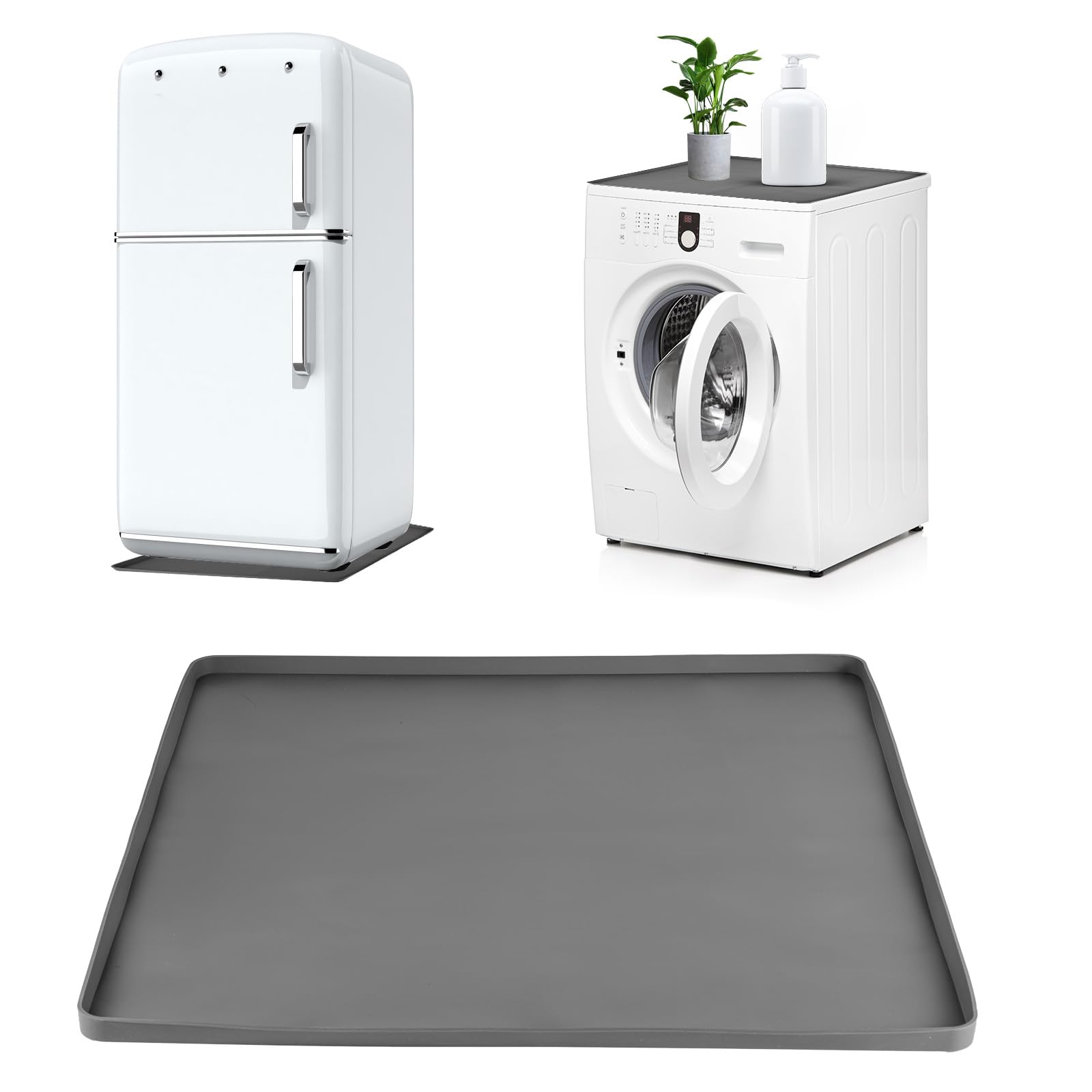 Mini Fridge Silicone Mat, 23.62x23.62in Washable Silicone Mini Fridge Drip Pan Raised Edge Design Refrigerator Mats Easy To Clean Refrigerator Washing Machine Protective Pad