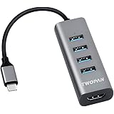 TWOPAN USB C Hub T1-H, 5-in-1 USB Type C Hub with HDMI(4K) Output and 4 USB 3.0 Ports Compatible with Samsung Galaxy S10+/S10