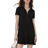 Flygo Womens Polo Dress Collared Short Sleeve Ruffle Golf Tennis T Shirt Sports Workout Mini Summer Dresses Tunic Pique