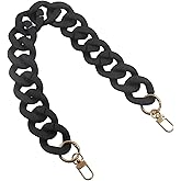 OSVJE 1 Pack Black Adjustable Handbag Chain, Purse Strap Flat Replacement, Fashionable Acrylic Handles for Shoulder Bags/DIY Crafts