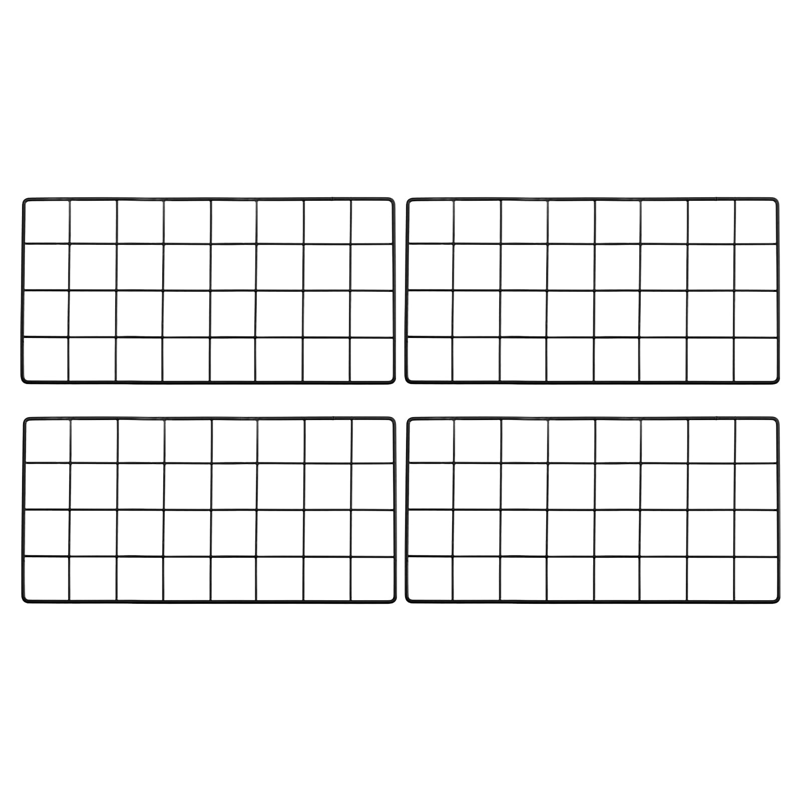 PATIKIL 16x8 Inch Wall Grid Panel, 4 Pcs Metal Wire Photo Wall Decorative Grid for Photo Display Hanging Picture Memo Home Decorations, Black