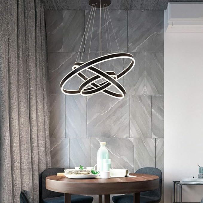 QPLKL Easy Fit Unregelmäßige Kombination Kreis Kronleuchter Eisen