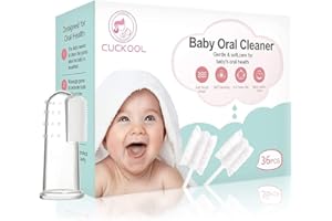 CUCKOOL Baby Toothbrush, Infant Toothbrush Clean Baby Gums Disposable Tongue Cleaner Gauze Toothbrush Infant Oral Cleaning Stick Dental Care for 0-36 Month Baby