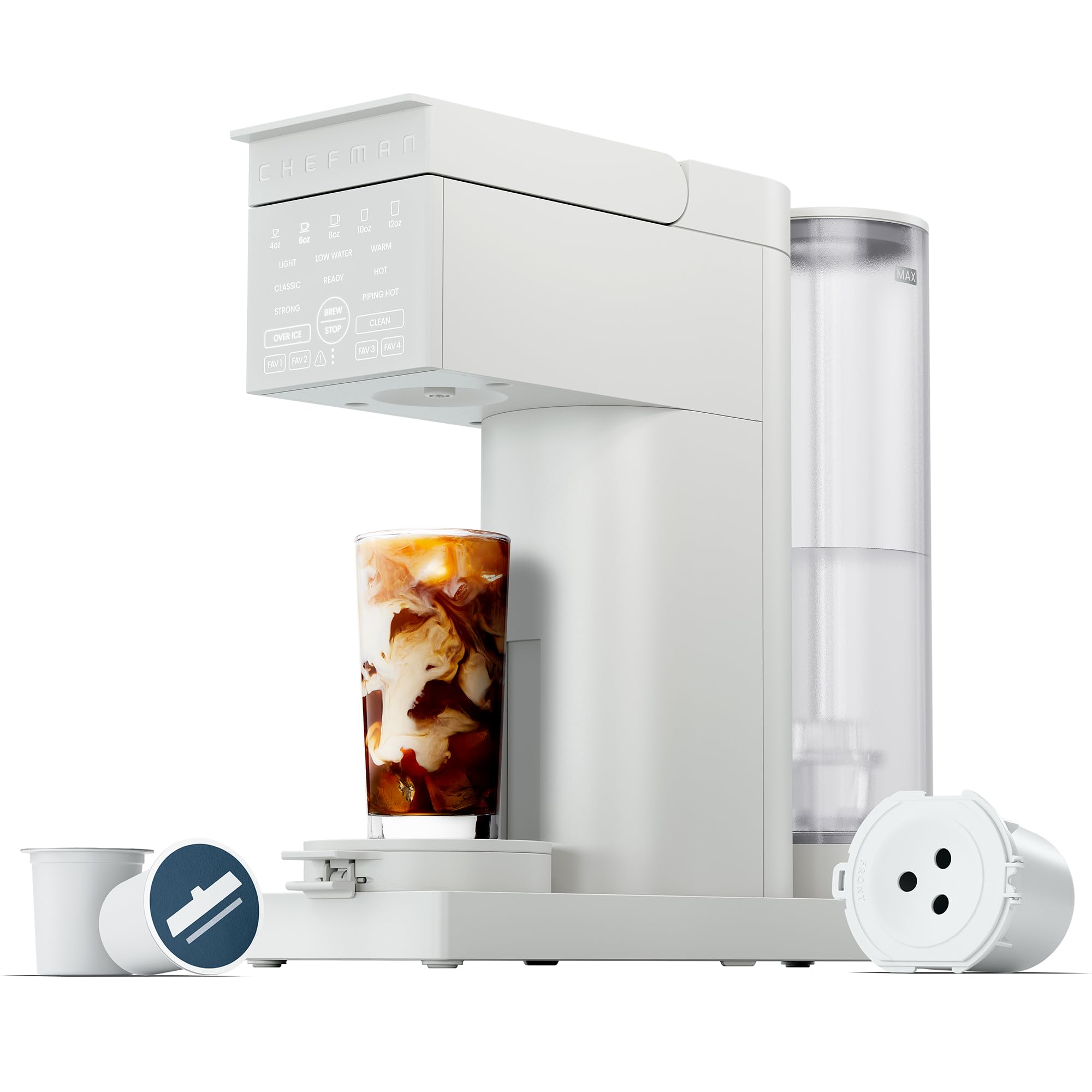 Photo 1 of ***FACTORY SEALED***
Chefman Caffeinator Single Serve Coffee Maker, Brew Kcups & Grounds, Drip Coffee Machine with Brew Strength Settings, Iced Coffee Function, 48 oz. Removable Water Reservoir