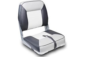 Vancus Boat Seats Low/High Back Folding Bass Boat Seat for Fishing Jon Pontoon, White/Charcoal