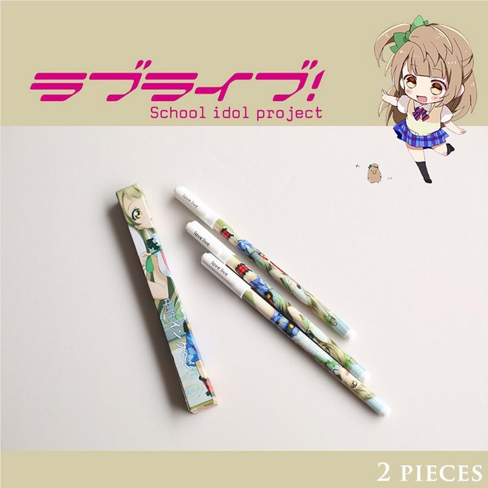 T&B 2pcs Anime LoveLive!School Idol Project Pencil Writing Minami Kotori Gel Ink Roller Ball Pen Black (Minami Kotori Type B)