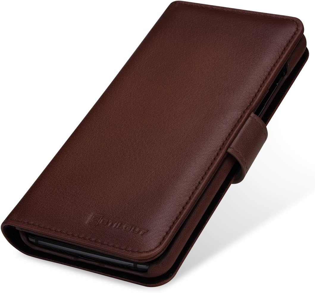 StilGut Wallet Case for OnePlus 7, Genuine Leather OnePlus 7 Case with Card Slots & Magnetic Closure, Antique Brown - Image 4
