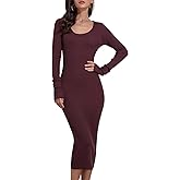 Rocorose Women's Crewneck Pullover Sweater Dress Elasticity Slim Fit Sweater Knitted Bodycon Dresses