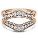 TwoBirch Sterling Silver Vintage Filigree and Milgrained Contour Ring Guard With Cubic Zirconia (0.75 ct.)