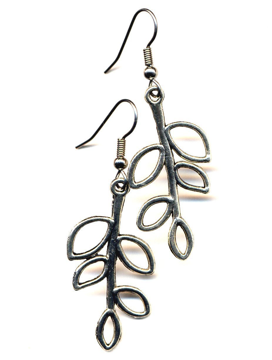 Silver Shiny Earrings, Leaves Earrings, Leave Big Leaf AnnaArt72 by