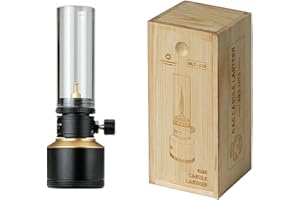 Campingmoon Camping Gas Lantern Outdoor Gas Black Tent Lamp with Empty Gas Tank Wooden Lantern Case