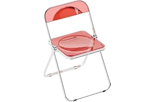 FULOCSENY Transparent Acrylic Folding Chairs,Clear Modern Acrylic Chairs,PC Plastic Living Room Seat,Chrome Frame Accent Side Chair for Wedding Business Activities Outside Inside (Red,1pcs)