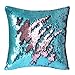 Play Tailor Sequin Pillow Cover Cushion Covers 16x16in Flip Sequins Decorative Throw Pillow Case, Teal and Blush Pink