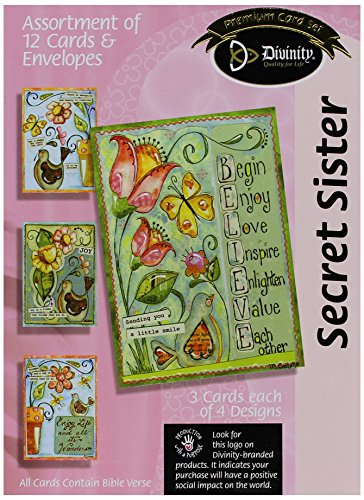 Divinity Boutique Greeting Card Assortment: Secret Sister, Flowers and Birds (21201N)