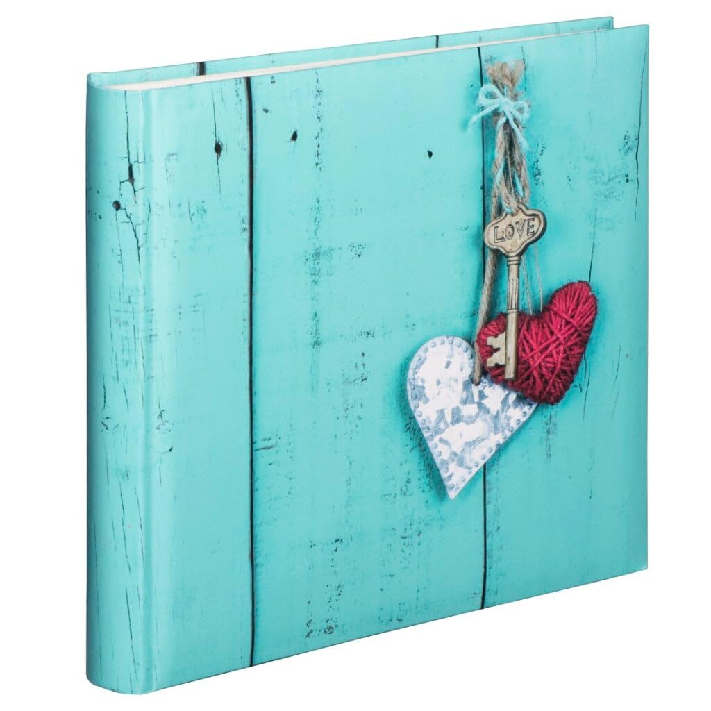 Hama "Rustico Jumbo 30 x 30 cm Photo Album, 100 white pages (50 sheets), Album for 400 photos in 10 x 15 cm format, Love Key
