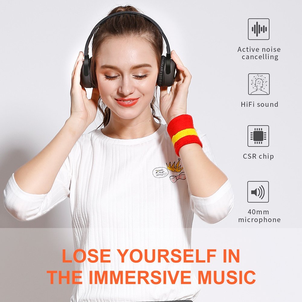 Active Noise Cancelling Kopfhörer Bluetooth New Bee 70-Stunden-Spielzeit kabelloser Kopfhörer mit Mikrofon Siri Sprachsteuerung Hi-Fi Stereo Tiefbass für die Reise Arbeit TV Computer iPhone