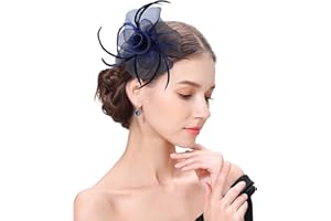 Z&X Sinamay Fascinator Pillbox Hats for Women Feather Flower Church Derby Headband Clip Wedding Tea Party Hat