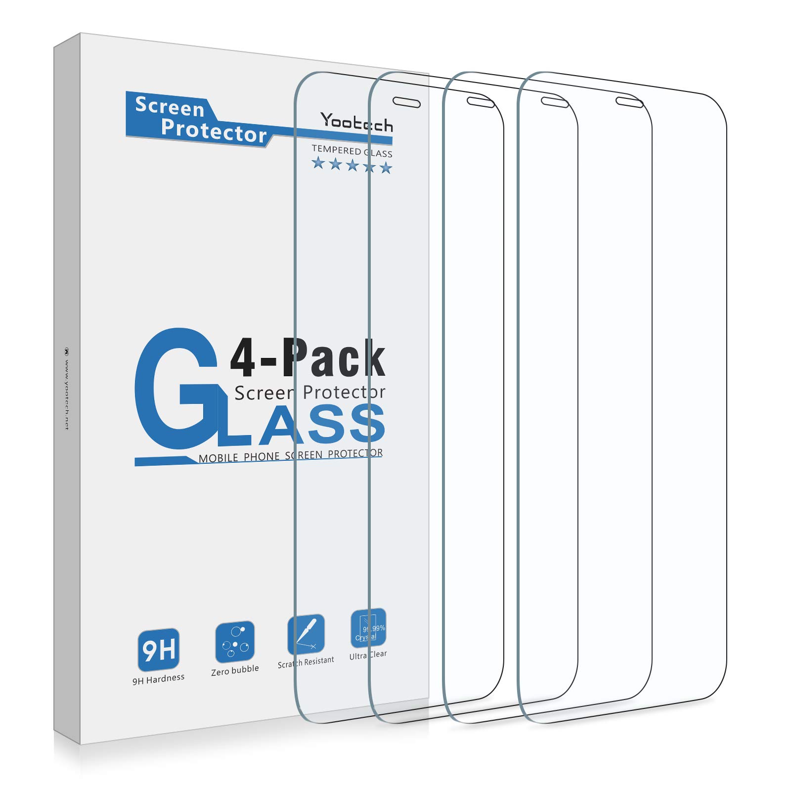 Yootech Compatible with iPhone 12 Mini Screen Protector,Tempered Glass Screen Protector for iphone 12 Mini 5.4 inch (4-Pack)