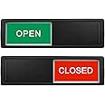 Open Closed Sign, Open Signs Privacy Slide Door Sign Indicator for Business Storefront, Restroom, Office Door, Wall, Window, Restaurants, Retail Salon Shops (Black)
