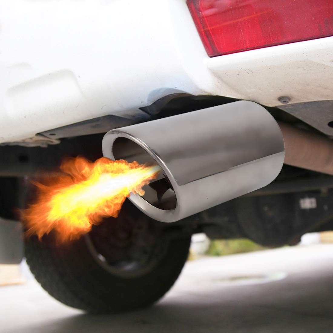 Amazon サイレンサー Vwフォルクスワーゲン1 2tスウェプトボリュームのためのカースタイリングステンレスエキゾーストテールマフラーヒントパイプ ブラック ブルー Color Silver マフラー 車 バイク