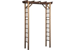 Outsunny 85" Wooden Garden Arbour for Wedding and Ceremony, Outdoor Garden Arch Trellis for Climbing Vines, Carbonized