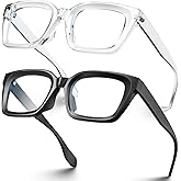 VISOONE Chunky Square Blue Light Blocking Glasses with Anti Computer Glare for Working Women Men MONTANA