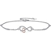 SOLOLIKE Infinity Ankle Bracelets for Women Sterling Silver Love Heart/Rose Flower/Sunflower Anklets -Summer Beach Ankle Chain Jewelry Gifts for Mom Women Wife Girlfriend