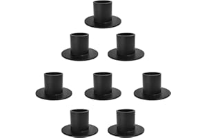Gute Taper Candle Holder, Candle Holders for Pillar Candles, Matte Black Candlestick Holder Centerpieces for Home Decoration, Wedding Anniversary, Party, Housewarming Gifts,Set of 8,Round