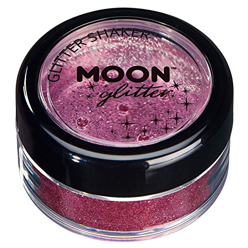 Fine Glitter Shakers by Moon Glitter â€“ 100% Cosmetic Glitter for Face, Body, Nails, Hair and Lips - 0.17oz - Pink
