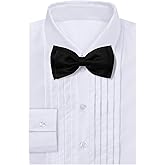 A&J DESIGN Boys Tuxedo Shirt Kids Pleated Dress Shirts with Bow Tie for 2-7 Years Old Boys Button Down Shirt