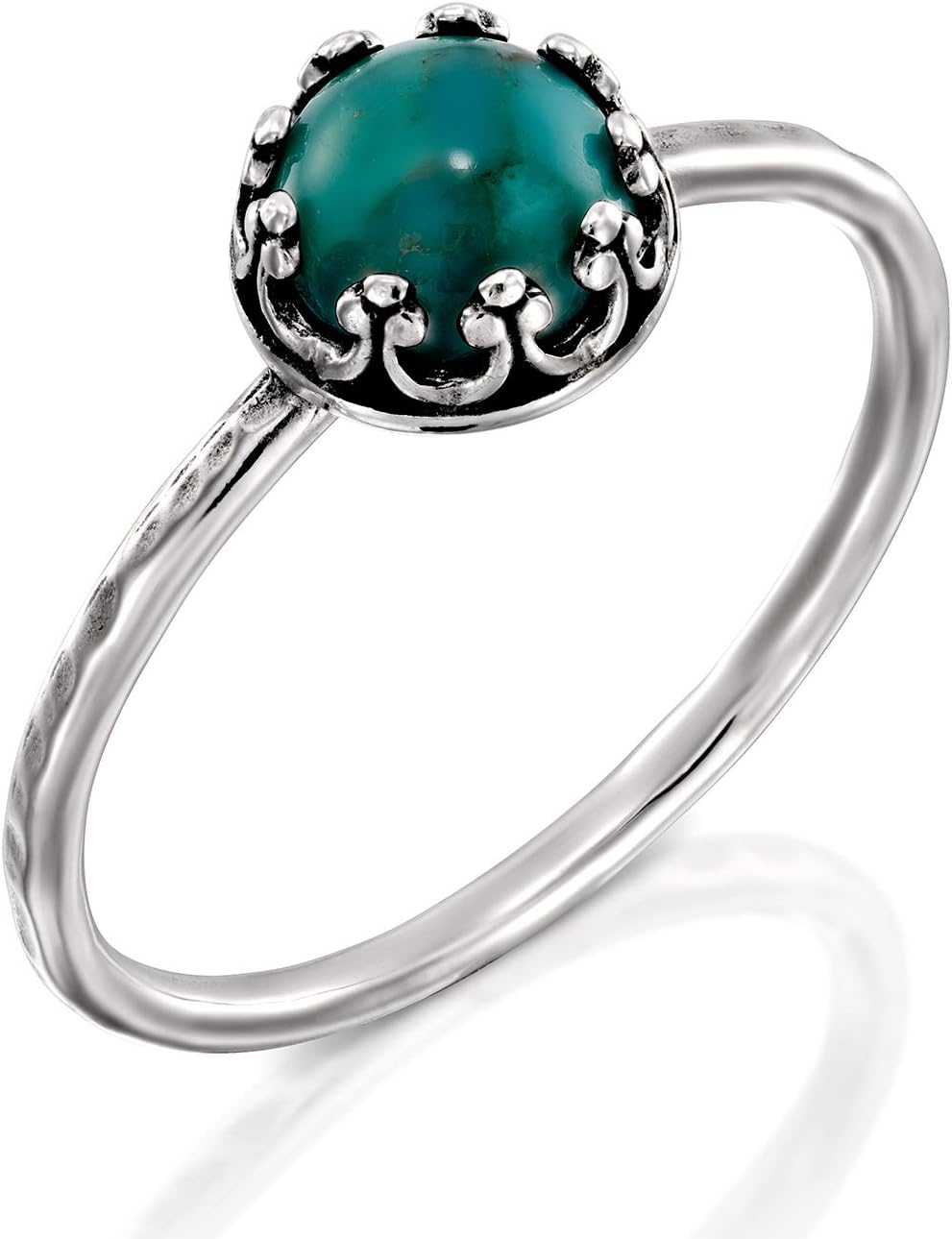 Antique Style Hammered 925 Sterling Silver Compressed Turquoise Ring, Women's Sizes 5, 6, 7, 8