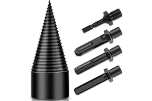 SOITPOP Firewood Drill Bit Wood Splitter, 5 Pcs Kindling Splitter Splitting Wood Removable Logs Splitters Electric Drills Bits Heavy Duty Screw Cone Driver Wood Splitter Drill Bit Set 42mm