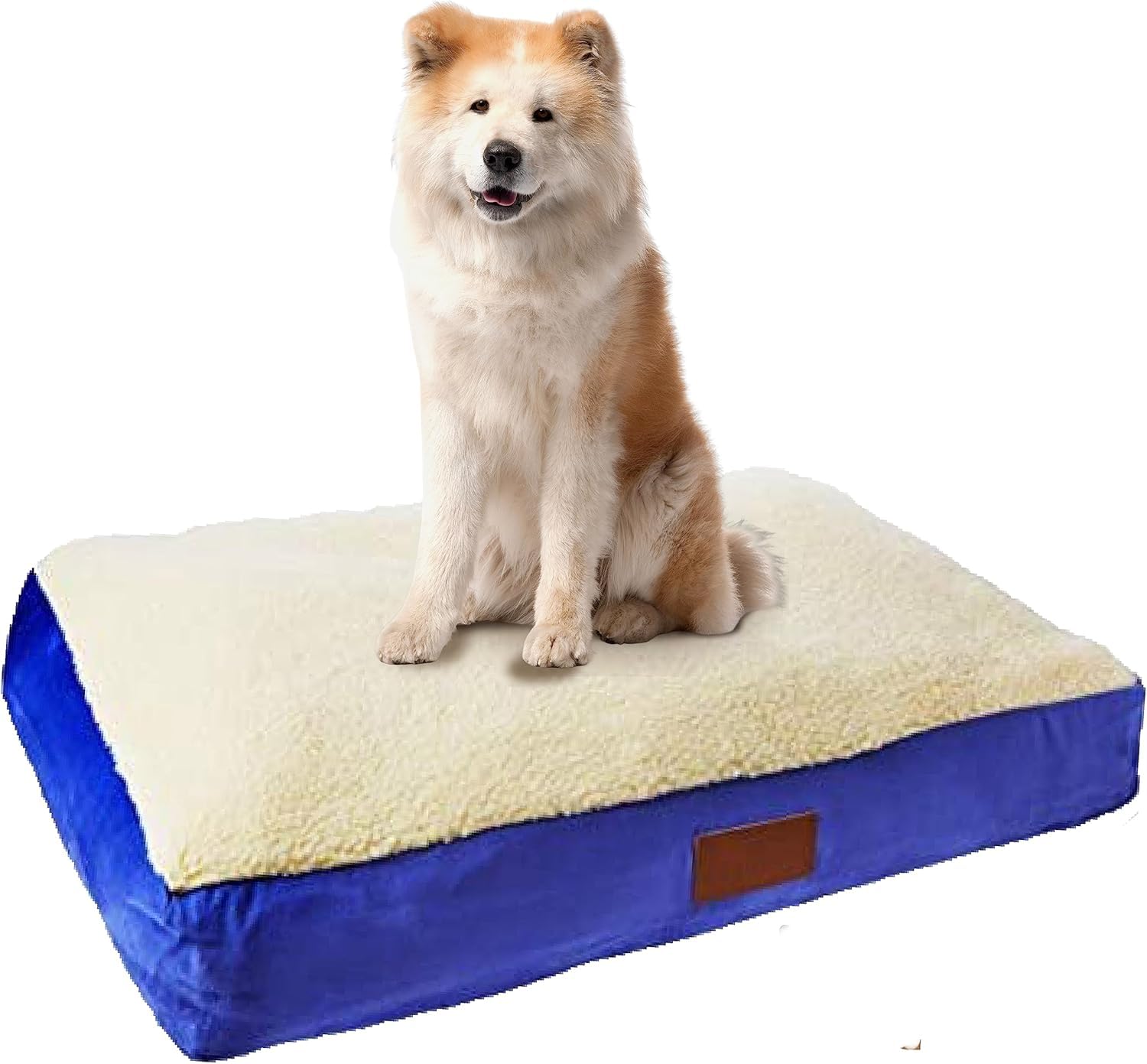 Ellie-Bo XXL Memory Foam Dog Bed for 48-inch Dog Cage/Crate - Blue Faux Suede/Sheepskin