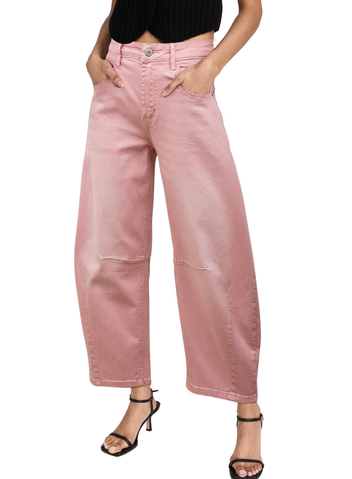 Photo 1 of Sidefeel Women's Barrel Jeans Baggy Boyfriend Mid Rise Y2k Wide Leg Vintage Denim Pants Size 4 Pink