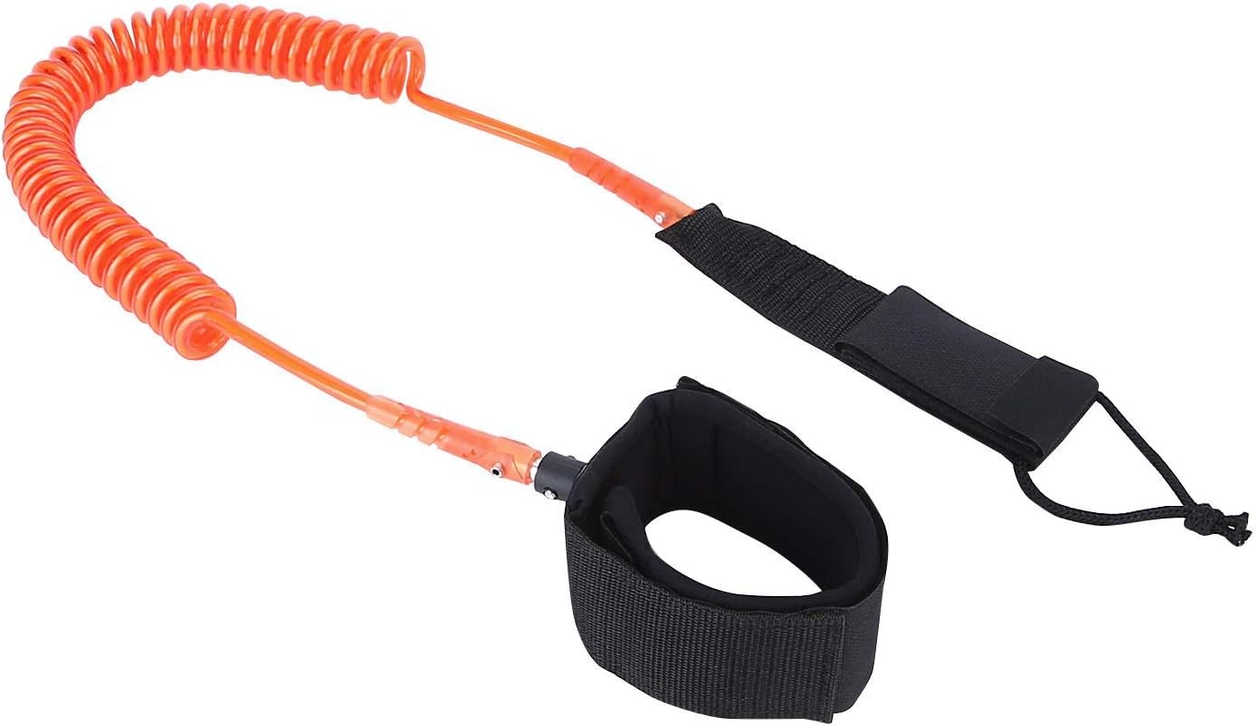 NONMON Surf SUP Leash 8ft 10ft 11ft 7mm 8mm TPU Leg Rope, Coiled Cord Double Swivel Triple Rail Saver, Padded Ankle Strap Cuff for Surfboard Longboard Flat & Open Water Stand UP Paddle Body Board