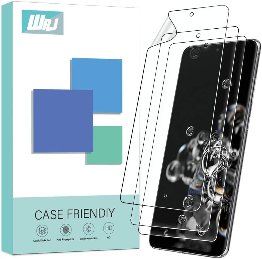[3 Pack] WRJ Screen Protector for Samsung Galaxy S20 Ultra,HD Flexible TPU Film Case Friendly Full Coverage Bubble Free Protector for Galaxy S20 Ultra 5G (6.9 Inch)