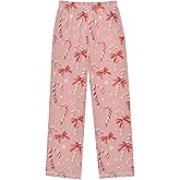 PDYRLEN Pajama Bottoms, Pink Christmas Pajamas Pant Sleep Long Pants Lounge Wear Elastic Waist Sleepwear Soft Pjs
