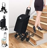 VOUNOT Folding Shopping Trolley 6 Wheels Stair Climbing Oxford Black view 2