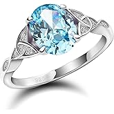 DAMOOR Celtic Birthstone Rings for Women 925 Sterling Silver Celtic Knot Moss Agate Ring Engagement Rings for Her Wife Birthday Anniversary Wedding Jewelry