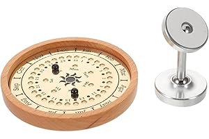AUTSUPPL Wooden Perpetual Calendar with Adjustable Stand, Vintage Sundial-inspired Desk Ornament for Office