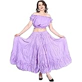 Wevez Women's Gypsy 25 Yard Solid Color Cotton Skirt
