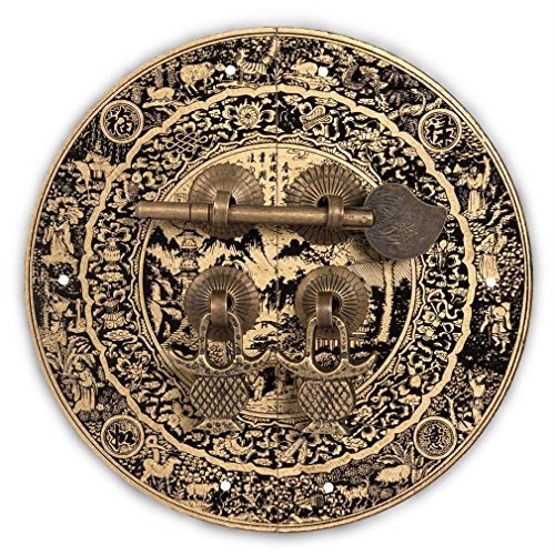 Chinese Brass Hardware Mountain Scenery Cabinet Face Plate 5-1/2''